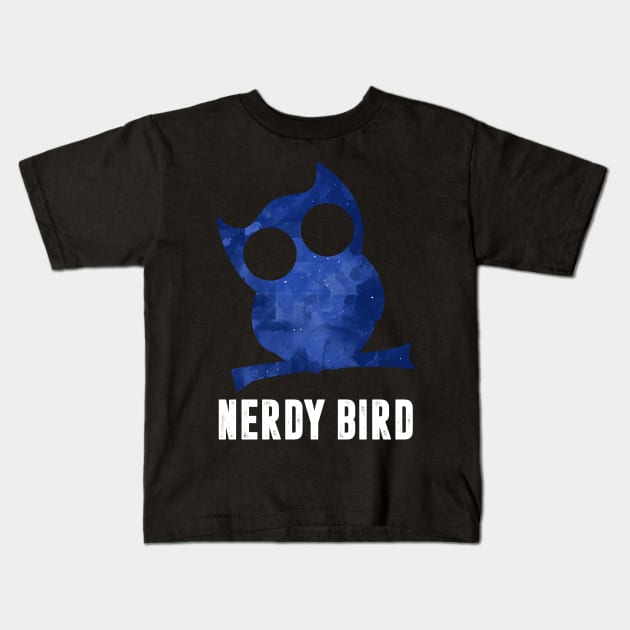 Nerdy Bird Owl Kids T-Shirt by Imutobi